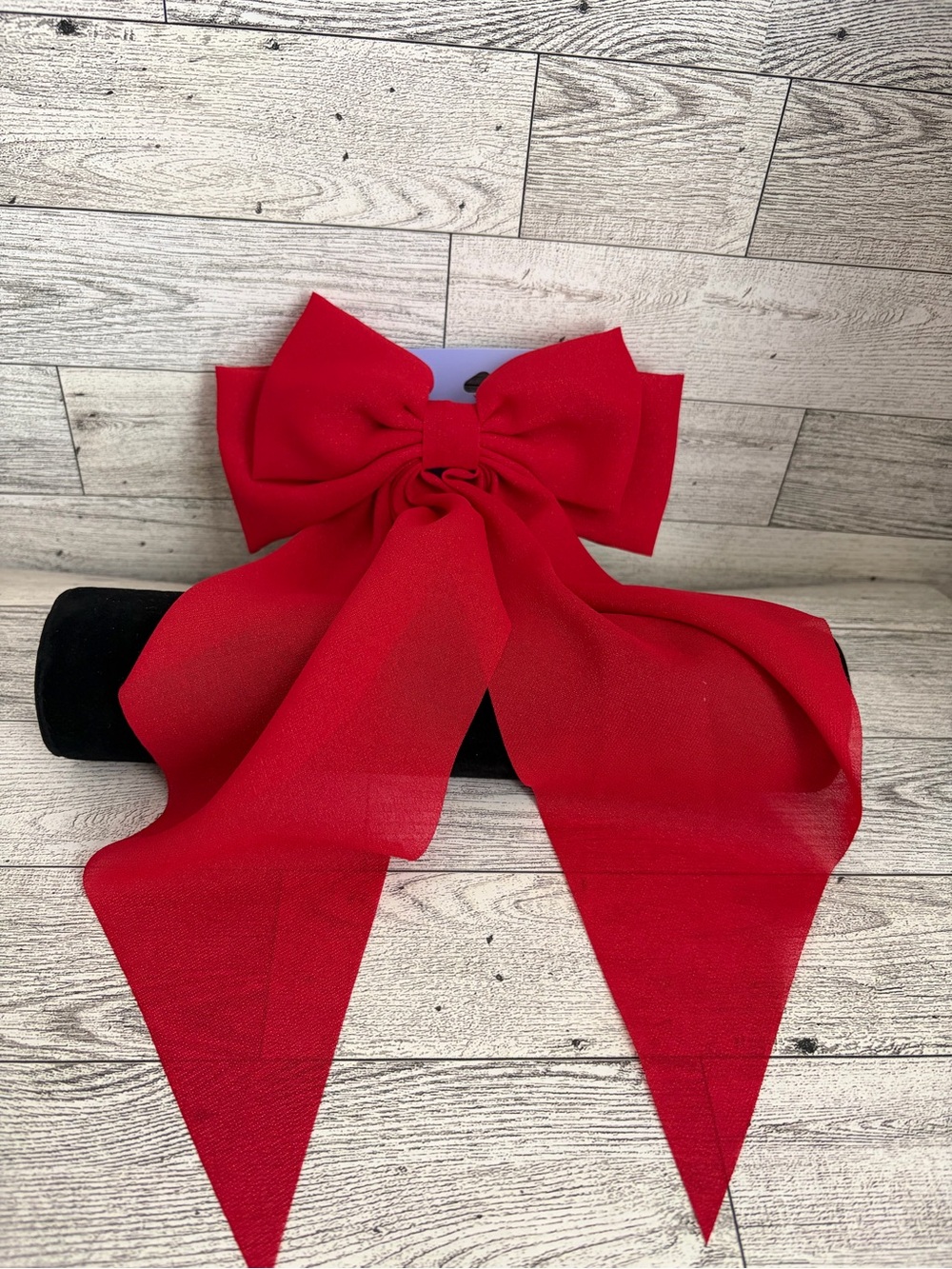 Claire's Red Chiffon Bow Hair Clip with Long Tails